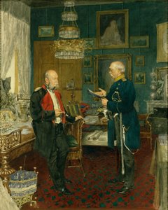 Bismarck with Emperor Wilhelm I in a room in the Unter den Linden palace, Berlin by Konrad Siemenroth
